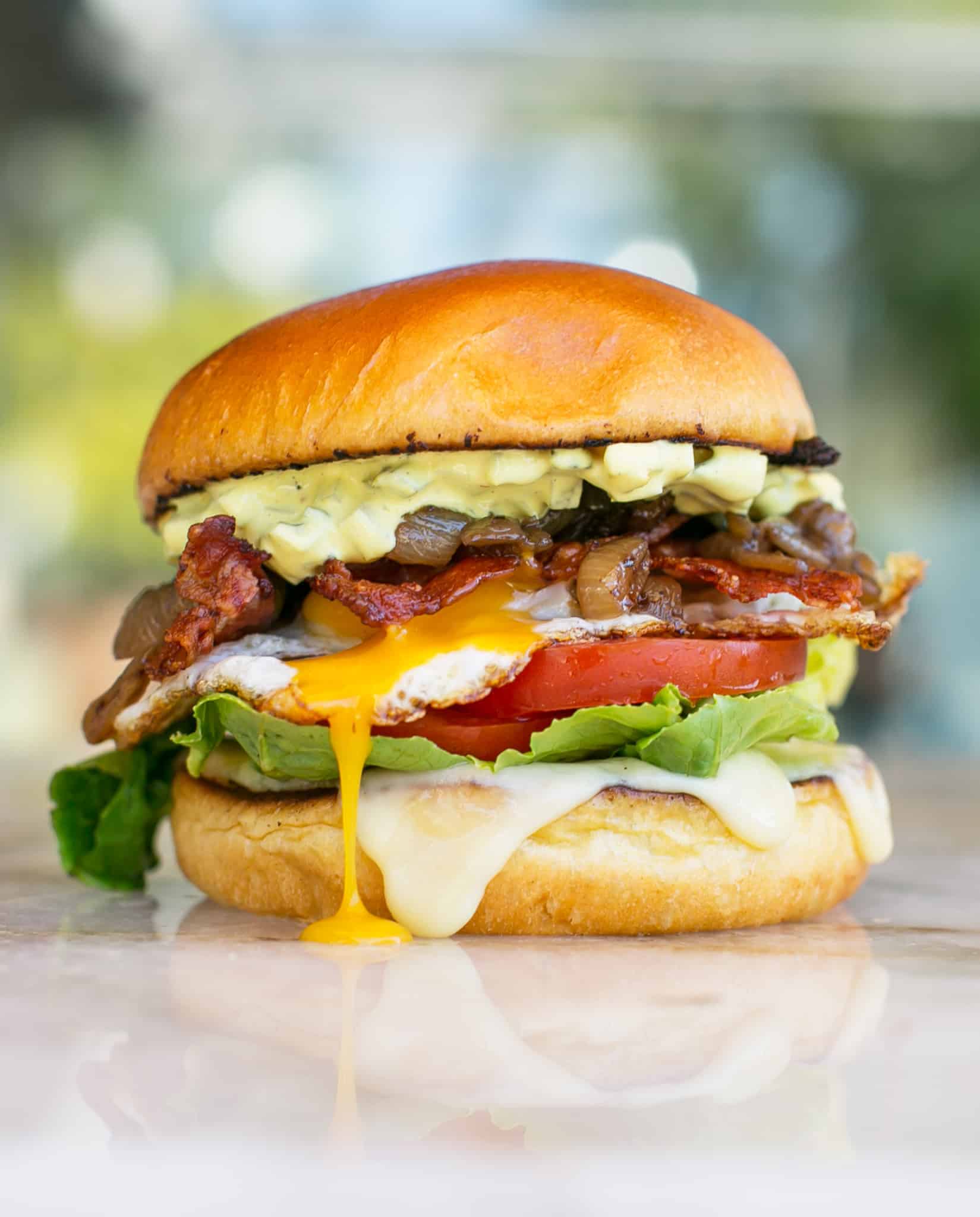 Egg Bacon Cheese Burger | Beer onions and American mustard-mayo