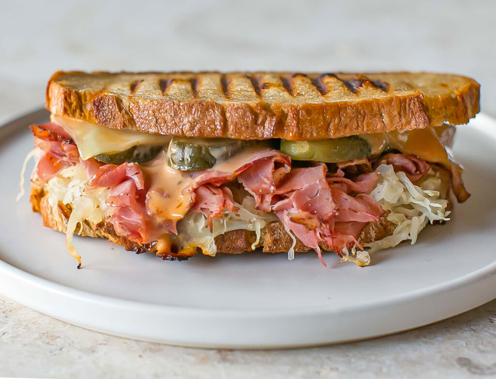 spicy-reuben-sandwich-with-korean-chilli-pickle-mayo