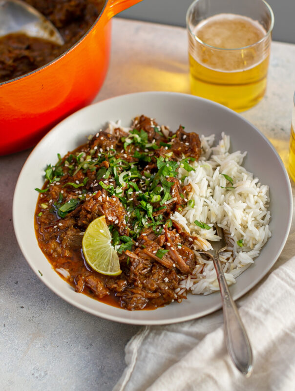 Beef Gochujang Stew - With a spring onion and coriander garnish