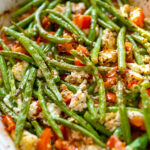 Oven Roasted Green Beans, Tomatoes and Feta