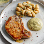 Veal Chop with Buttered Dill Beans