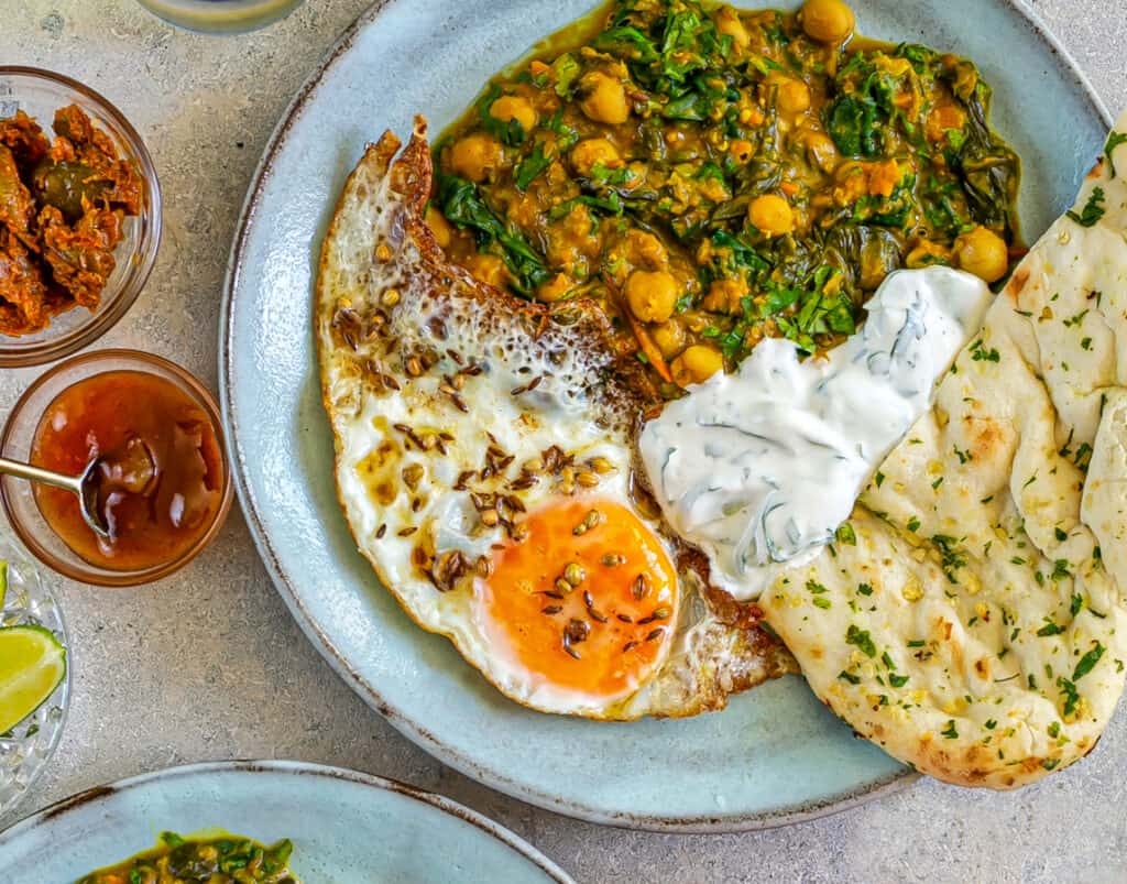 Chickpea-Spinach-Saag-and-Fried-Eggs