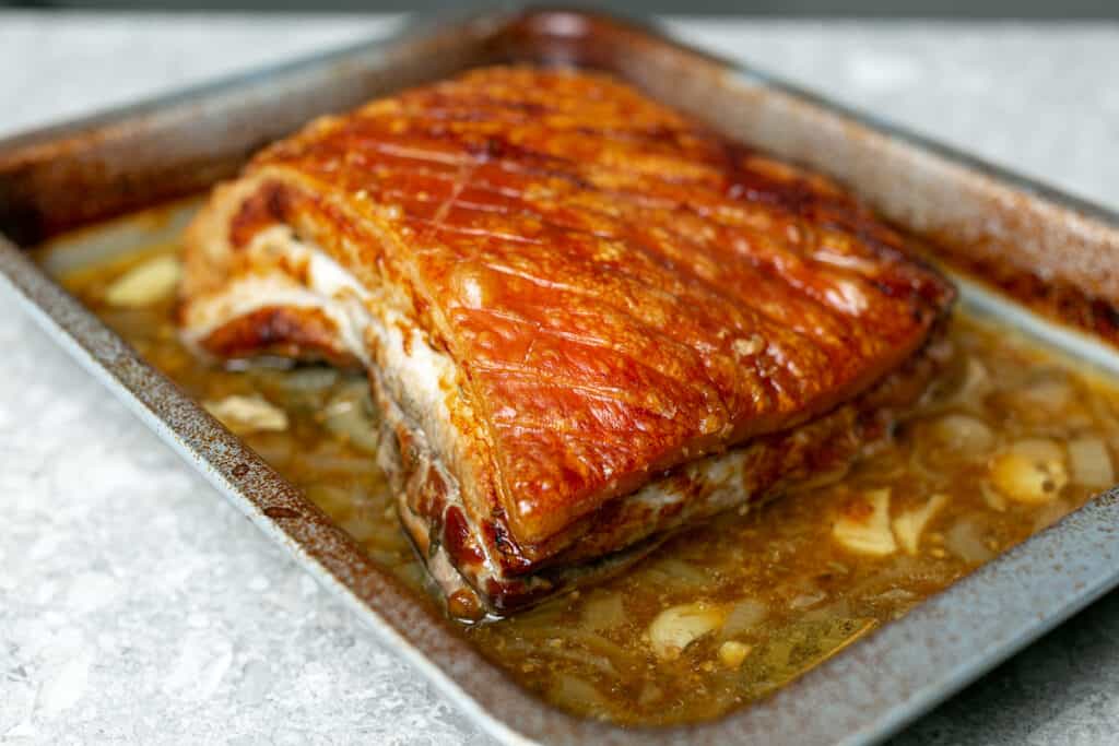 Pork Belly with Spiced Apple Whiskey Sauce