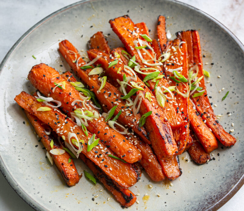 Miso Sesame Roasted Carrots - with umami bomb sauce