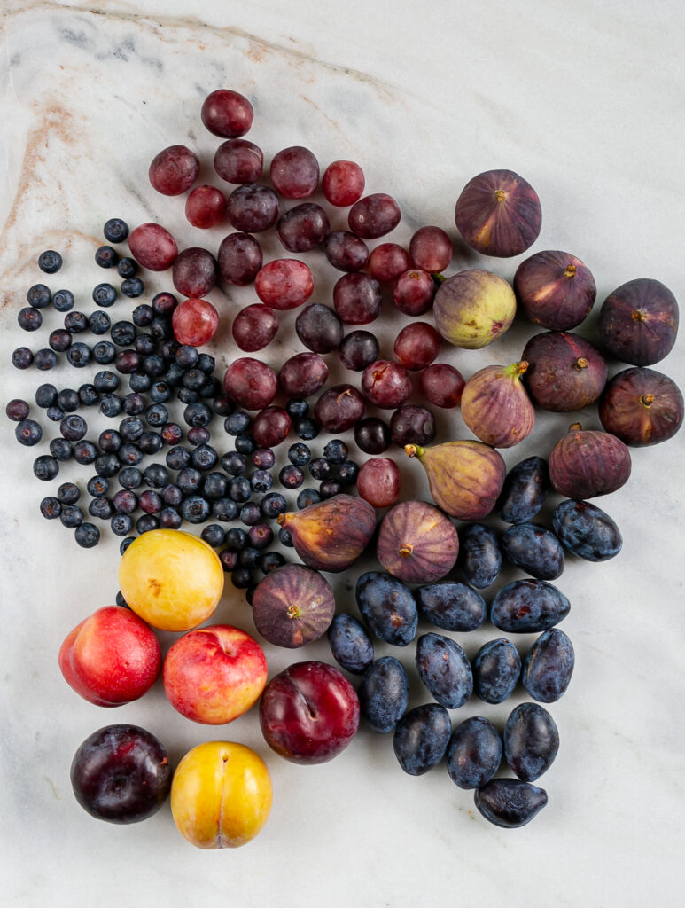 Selection of winter fruits ready to be preserved in rum